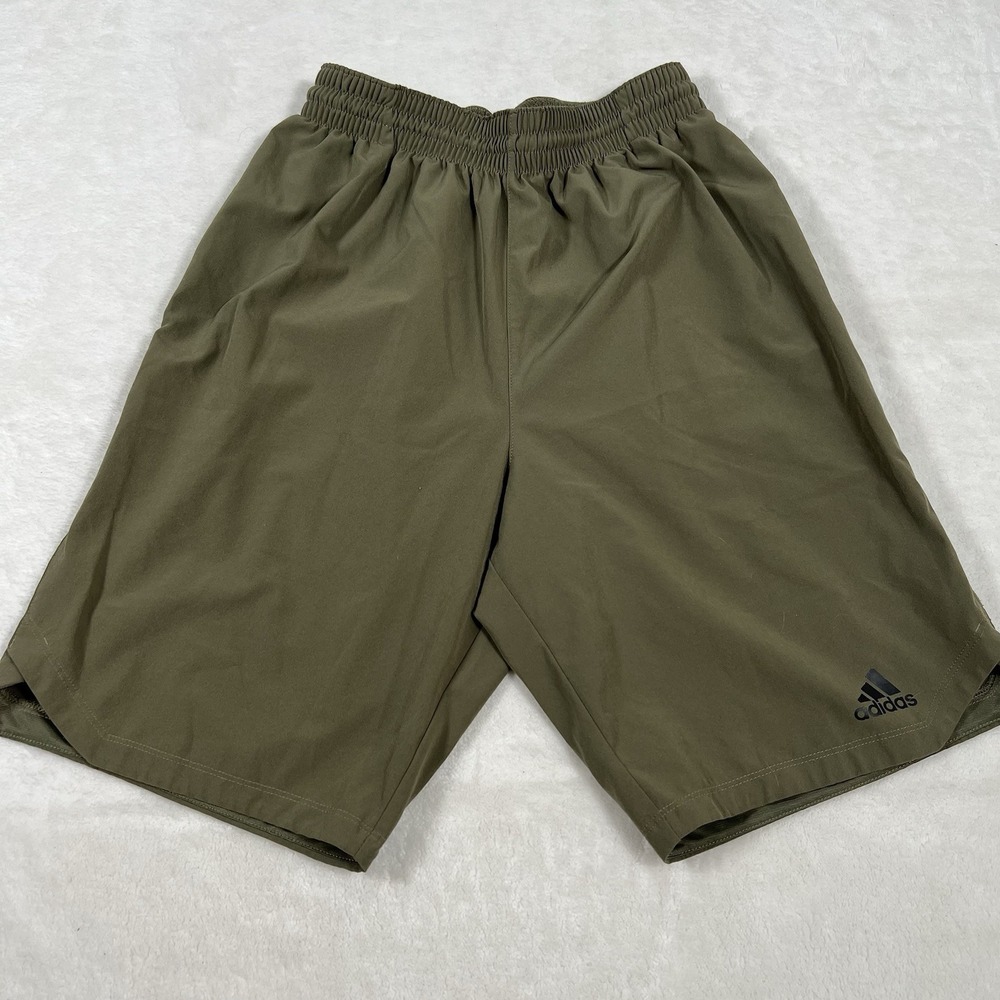 Adidas Golf Shorts Mens Small Waist Khaki Green Stretch Drawstring Athleisure